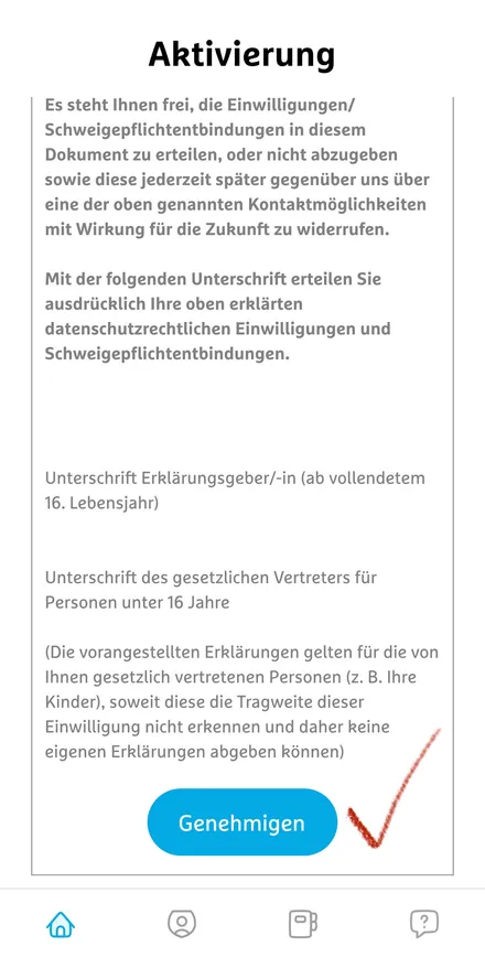 Simplr-Aktivierung mit Unterschriftenfeld für den Maklervertrag